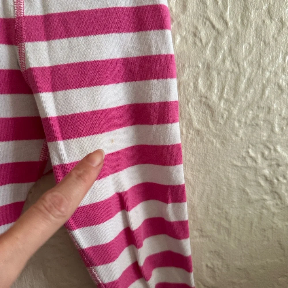 Hanna Andersson Long John Pajama Set Power Pink Hanna White Girls Kids 2T FLAWS